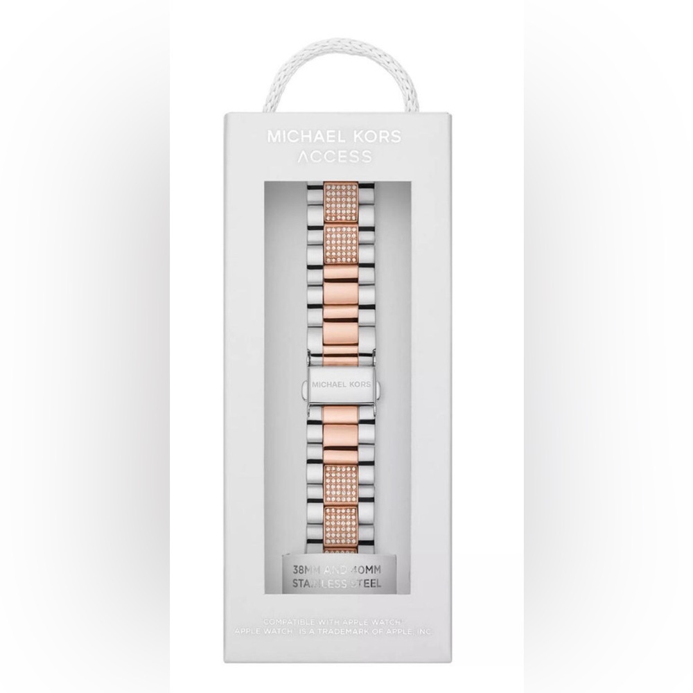 Michael Kors Two-Tone Silver and Rose Gold Apple Watch bracelet band